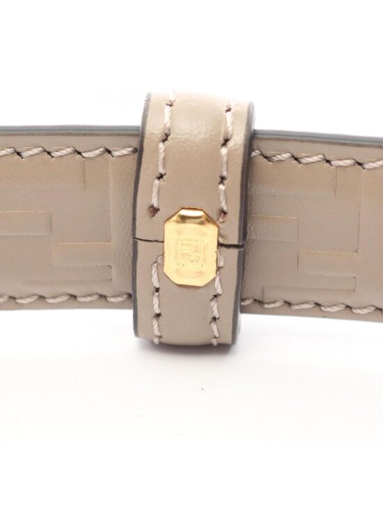 Fendi Belt FF Diamond Gold Reversible Black Beige Leather